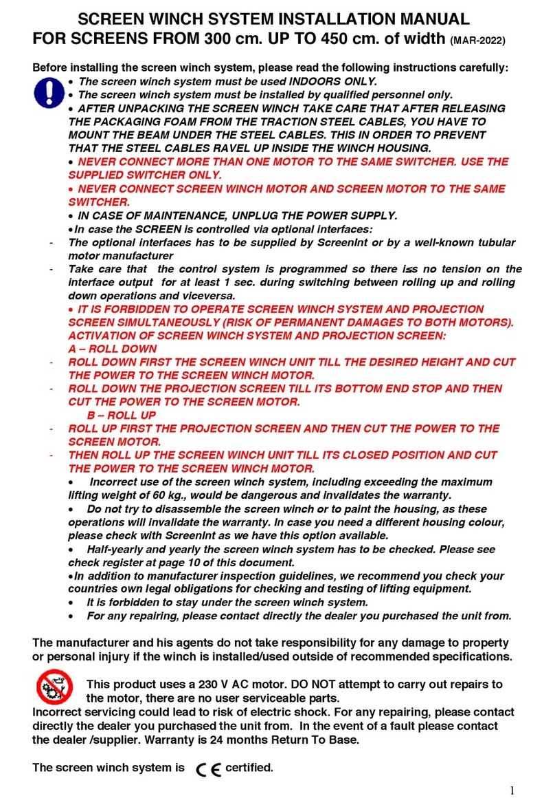 Screen Int SCREEN WINCH SYSTEM User manual