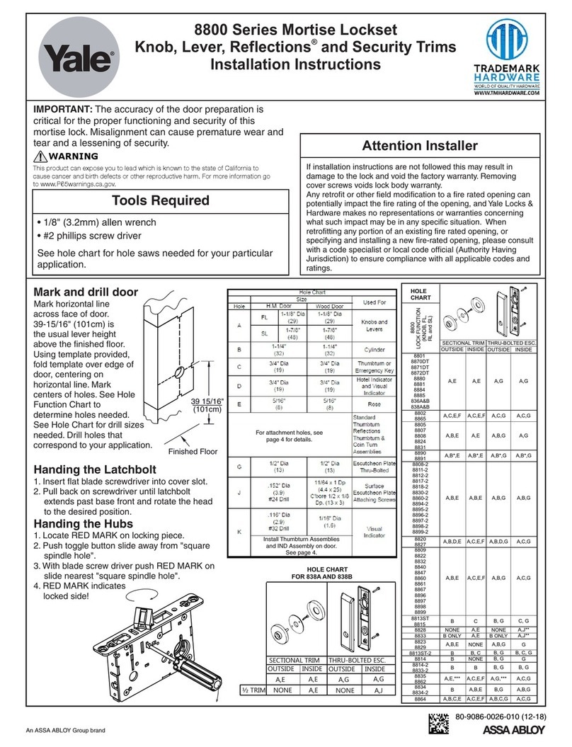 Yale MORTISE 8800 SERIES User manual