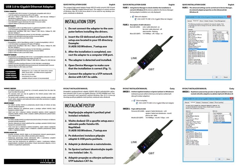 AXAGO ADE-SG Quick installation guide