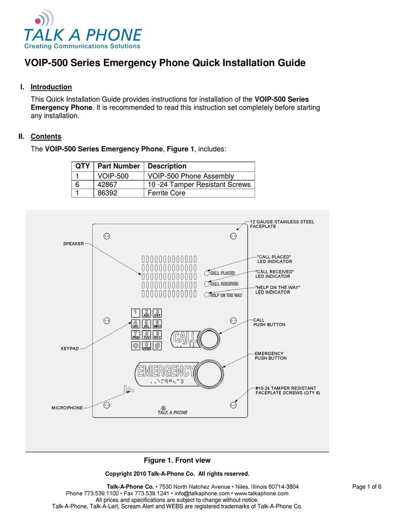 Talkaphone VOIP-500 Series Quick installation guide