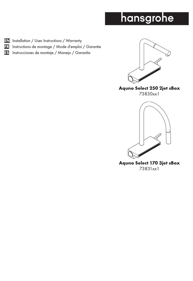 Hans Grohe Aquno Select M81 250 2jet sBox 73830 Series Installation/User Instructions/Warranty