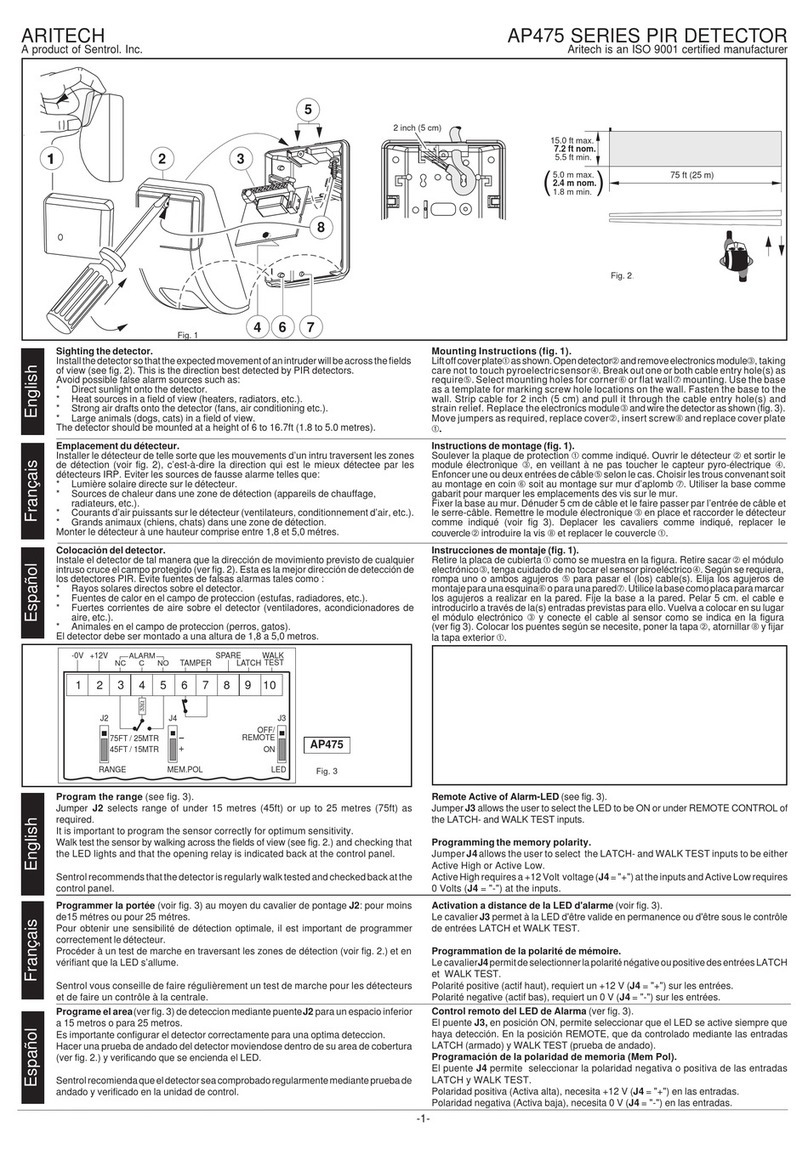 Sentrol ARITECH AP475 Series quick start guide