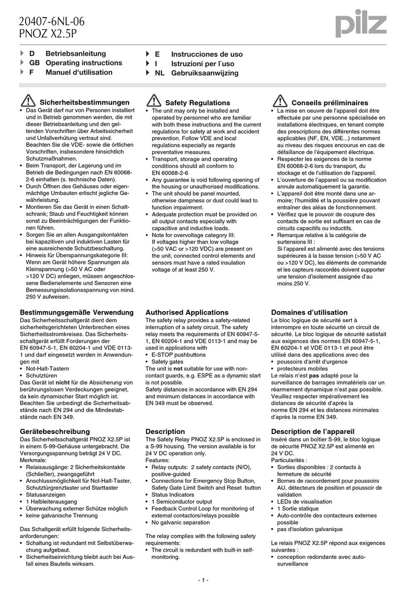Pilz 20407-6NL-06 operating instructions