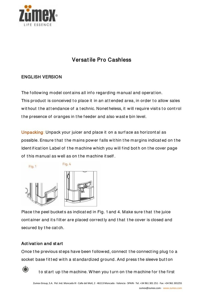 ZUMEX Versatile Pro Cashless quick start guide