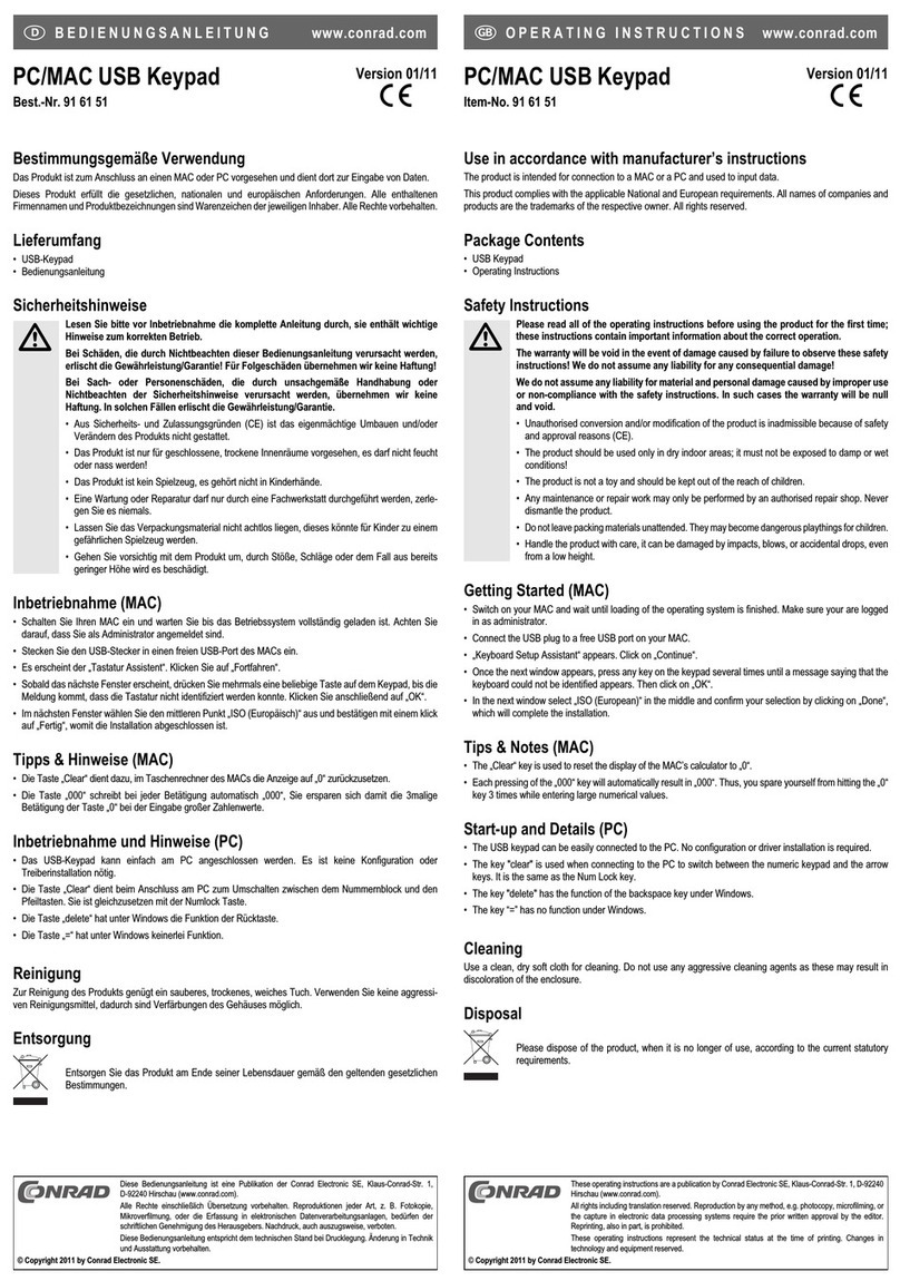 Conrad 91 61 51 User manual