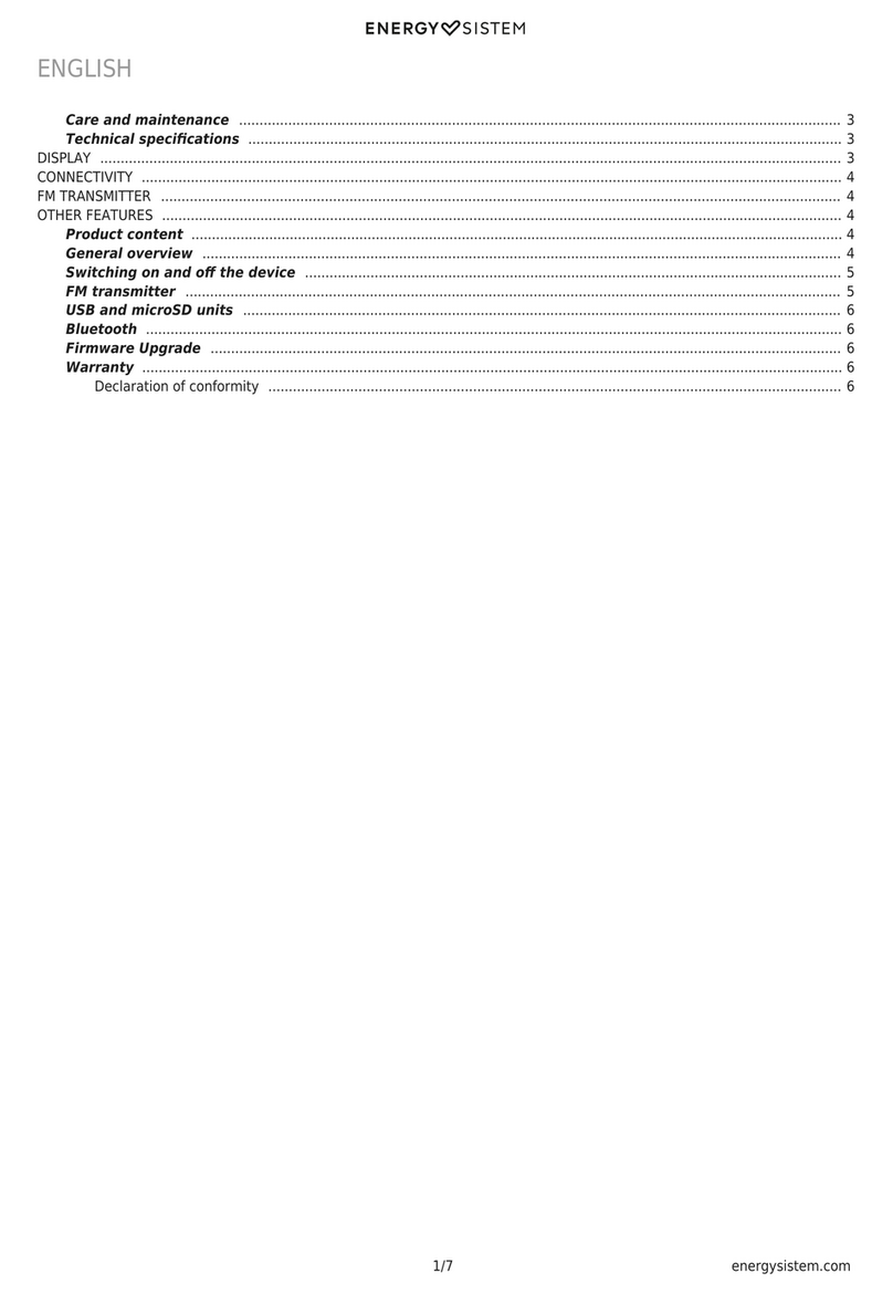 ENERGY SISTEM FM BT PRO user manual
