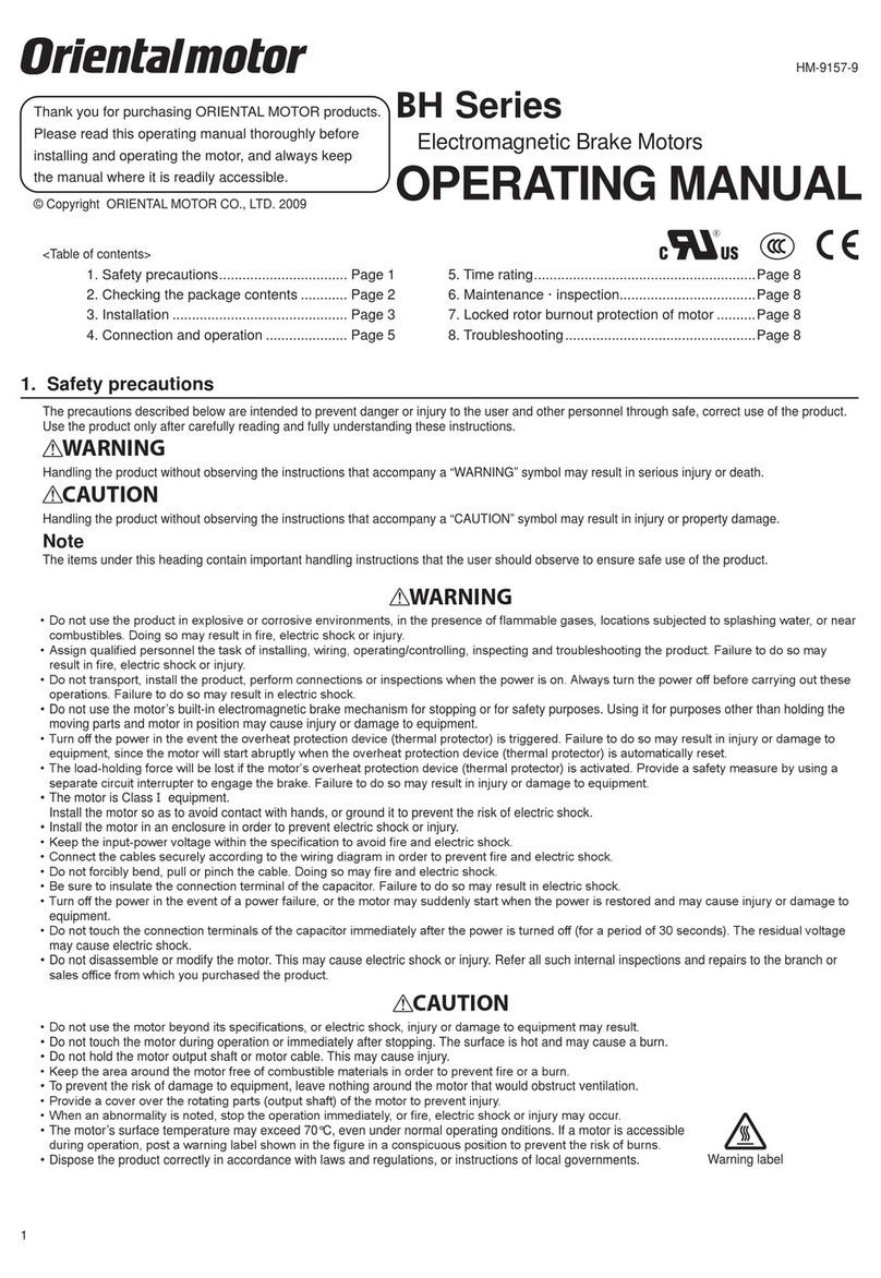 Oriental motor BH Series operating manual Oriental motor BH Series operating manual