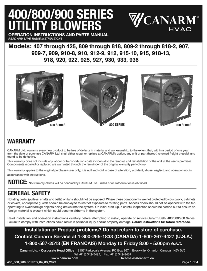 Canarm 400 Series Parts list manual