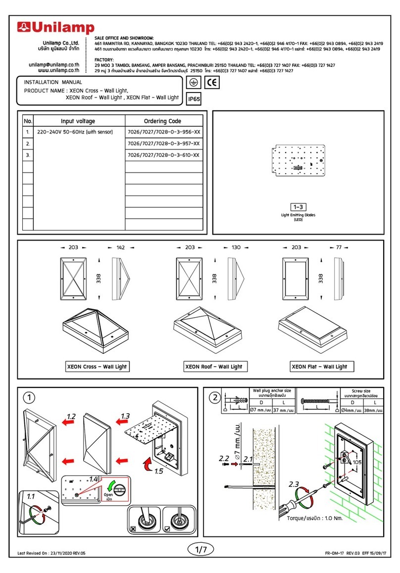 Unilamp XEON Cross installation manual Unilamp XEON Cross installation manual