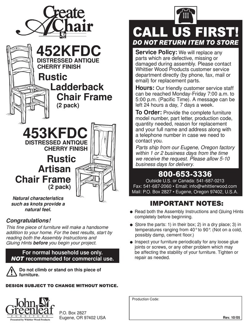 Whittier Wood Products John Greenleaf Create A chair 452KFDC Assembly instructions