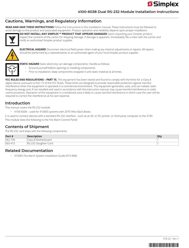 Simplex 4100-6038 installation instructions