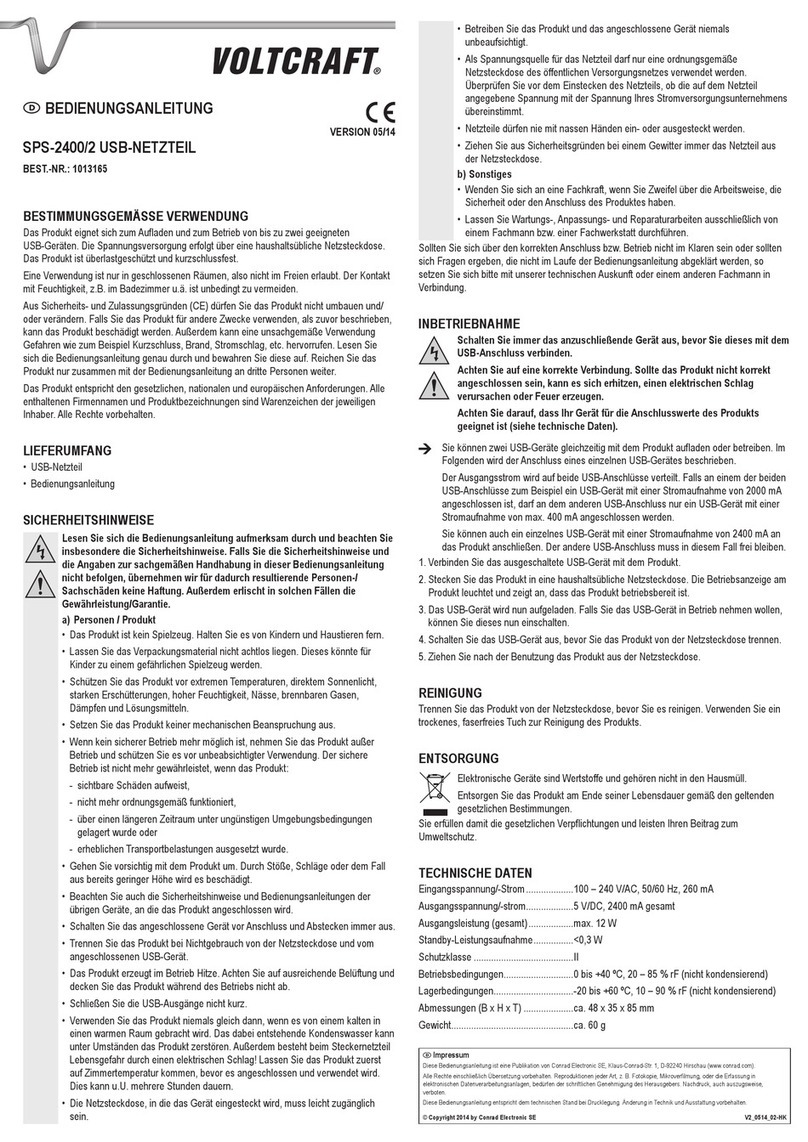 VOLTCRAFT SPS-2400/2 operating instructions