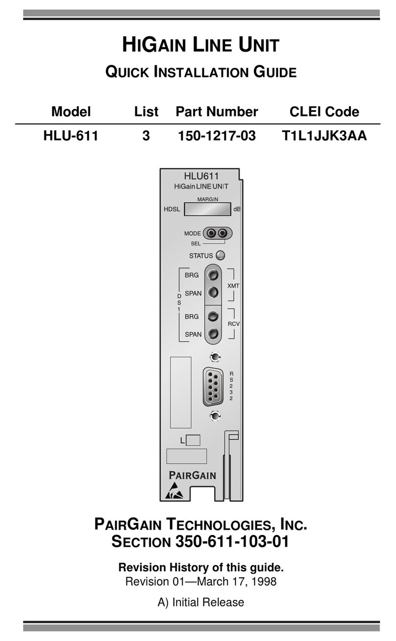 PairGain HLU-611 Quick installation guide PairGain HLU-611 Quick installation guide