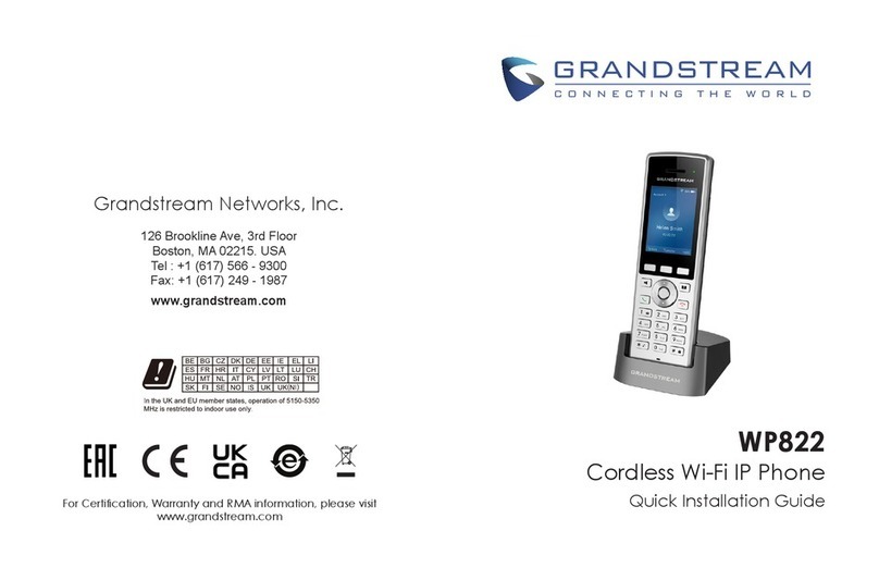 Grandstream Networks WP822 Quick installation guide