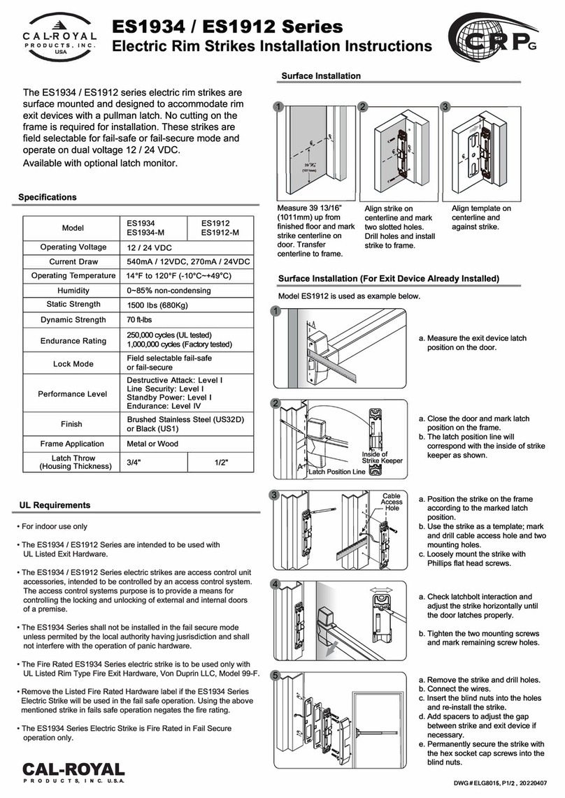 Cal-Royal ES1934 Series installation instructions