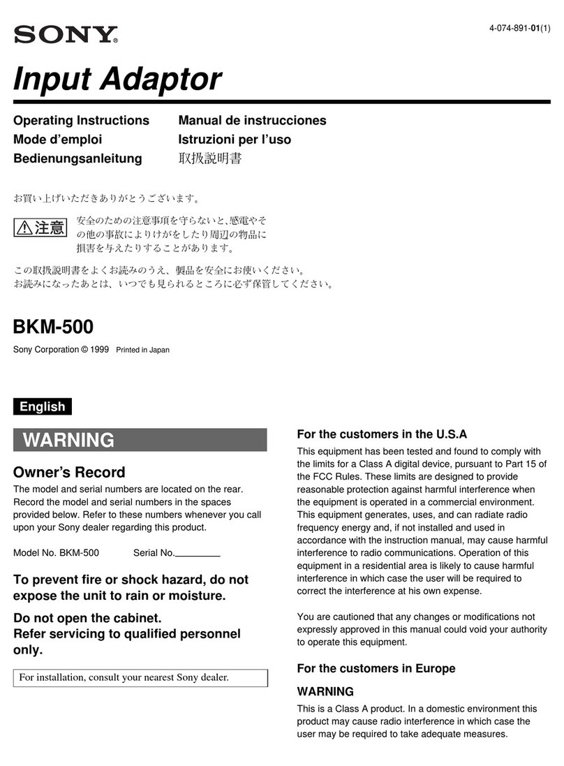 Sony BKM-500 User manual