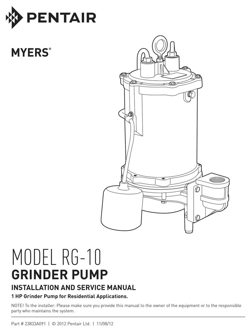 Pentair Myers RG-10 Installation and service manual
