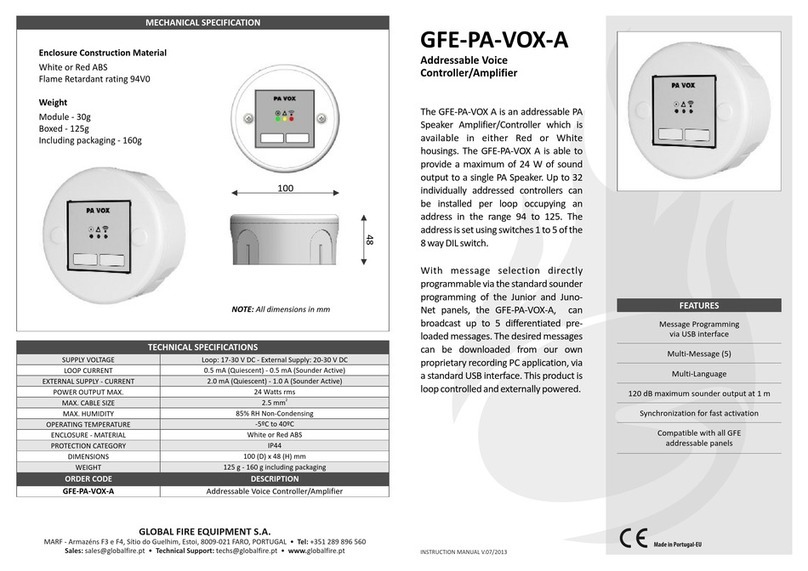Global Fire Equipment GFE-PA-VOX-A quick start guide