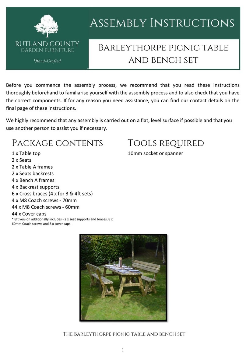 Rutland County Garden Furniture Barleythorpe picnic table and bench set Assembly instructions
