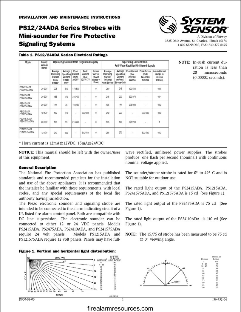 System Sensor PS12/24ADA Series Installation and maintenance instructions