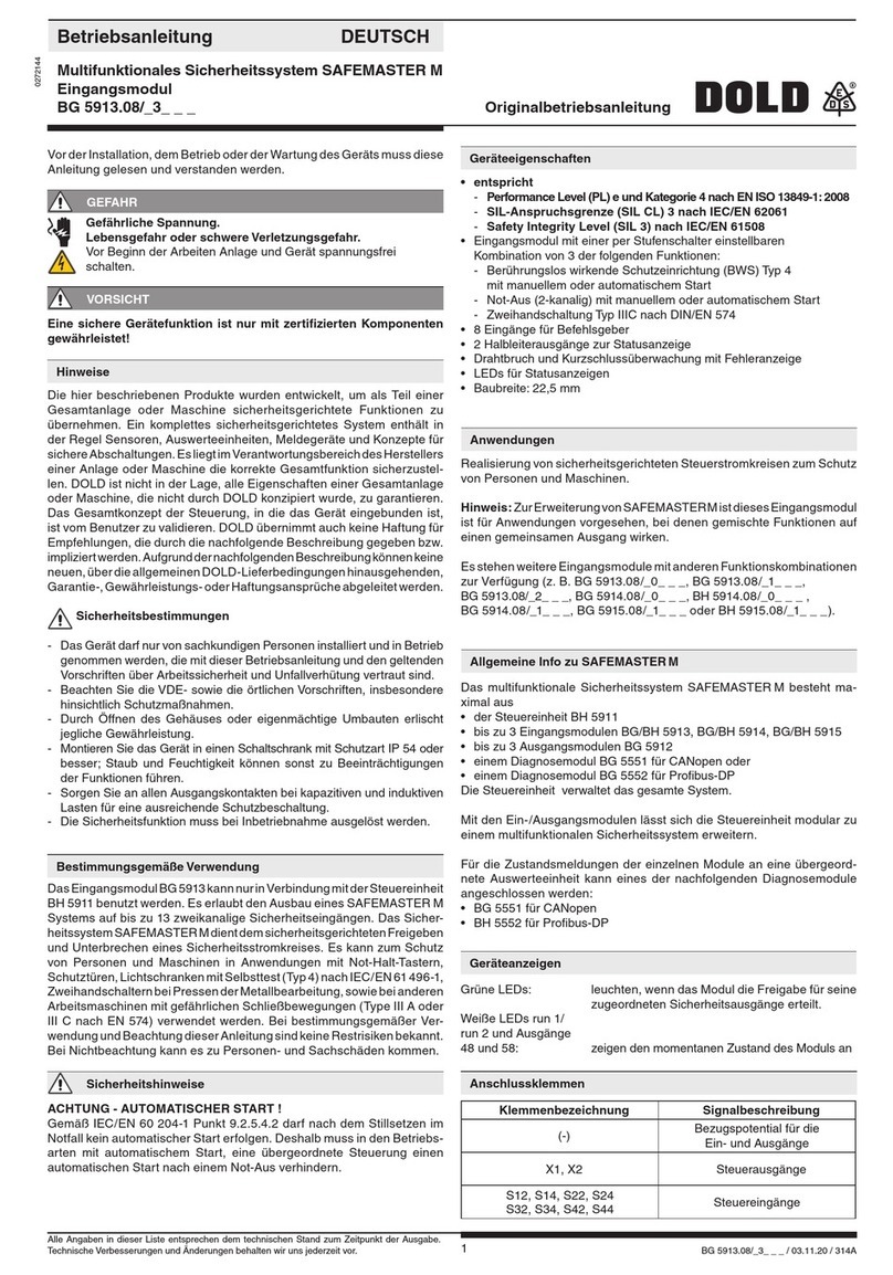 DOLD SAFEMASTER M BG 5913.08/ 3 Series operating instructions