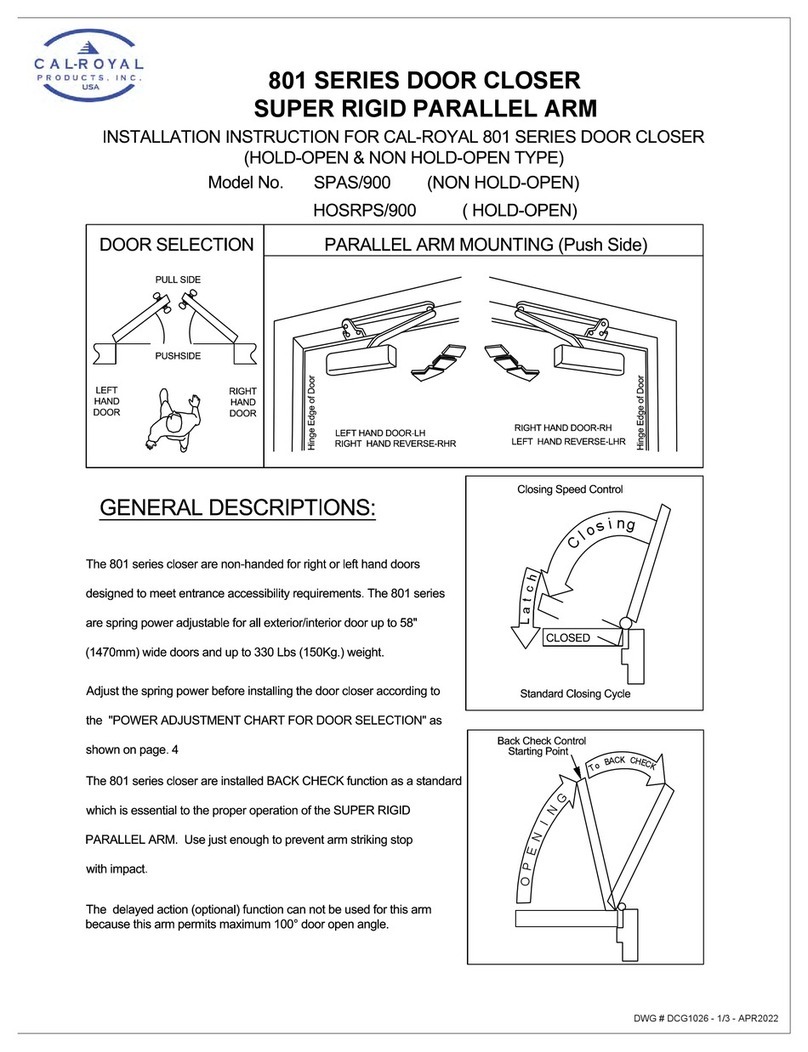 Cal-Royal 801 Series Installation instruction