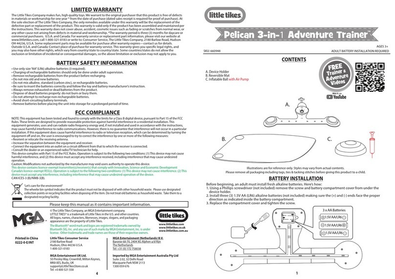 Little Tikes Pelican 3-in-1 Adventure Trainer manual