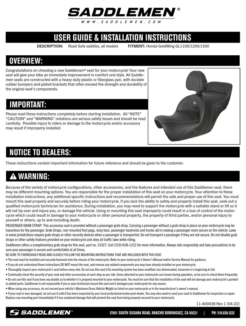 Saddlemen GL1100 User's guide and installation instructions