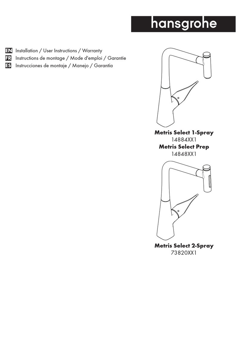 Hans Grohe Metris Select 1-Spray 14884 Series Instruction Manual Hans Grohe Metris Select 1-Spray 14884 Series Instruction Manual