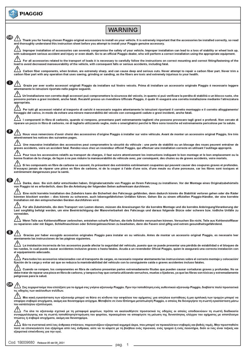 PIAGGIO 1B009496 quick start guide
