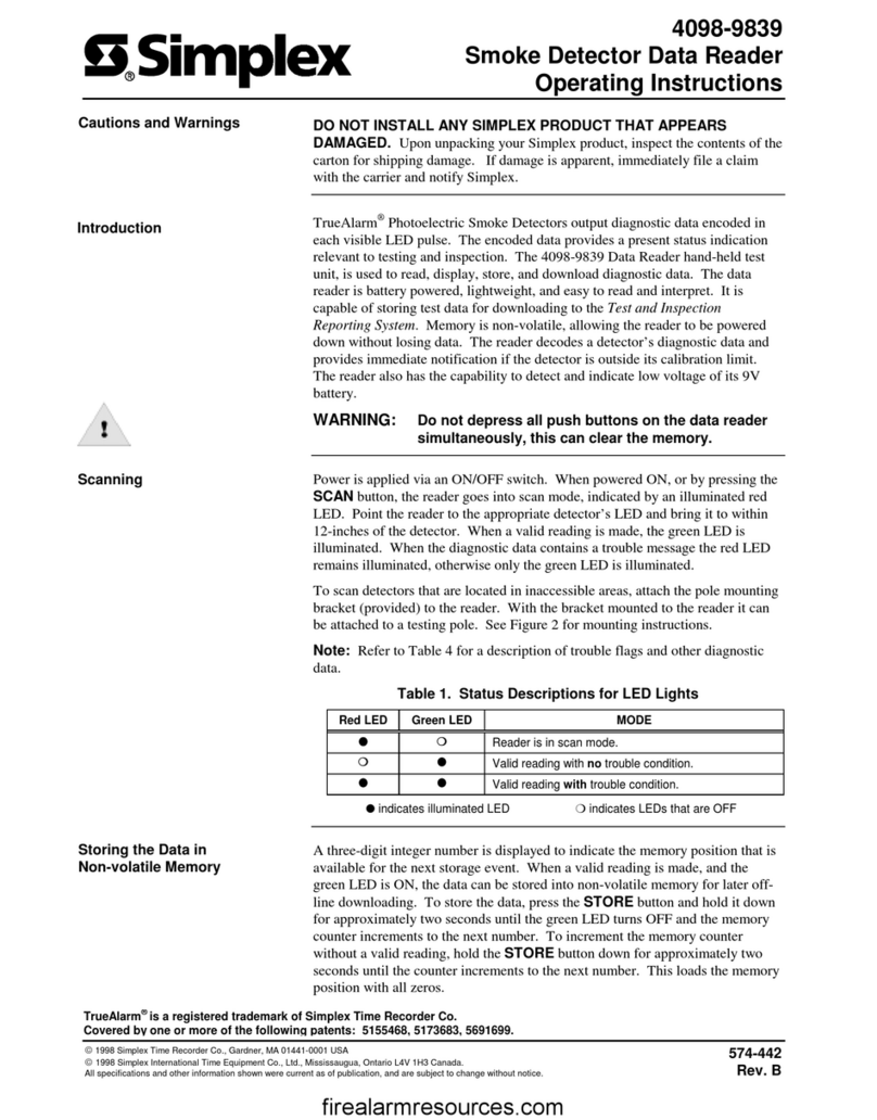 Simplex 4098-9601 operating instructions