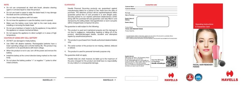 Havells FD5000 operating instructions