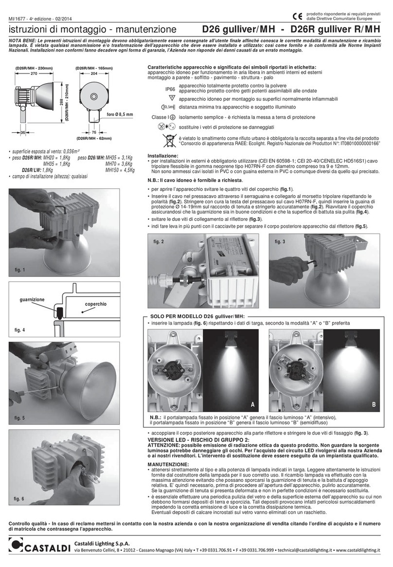 Castaldi Lighting D26 gulliver/MH Installation and maintenance sheet