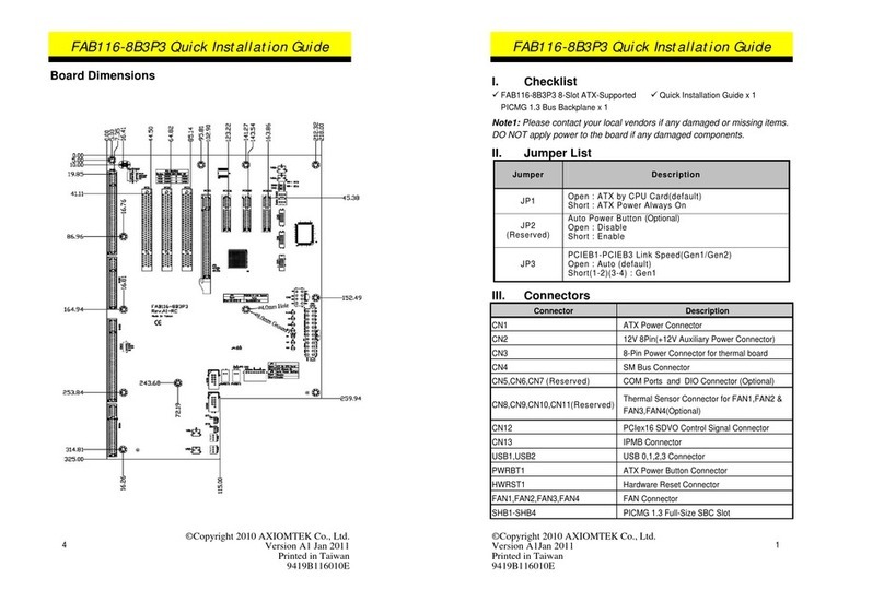 AXIOMTEK FAB116-8B3P3 Quick installation guide