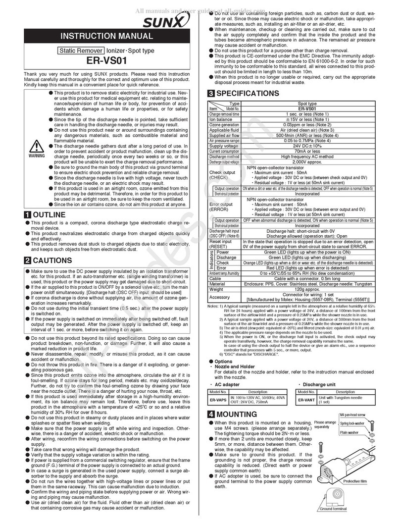 Sunx ER-VS01 instruction manual Sunx ER-VS01 instruction manual