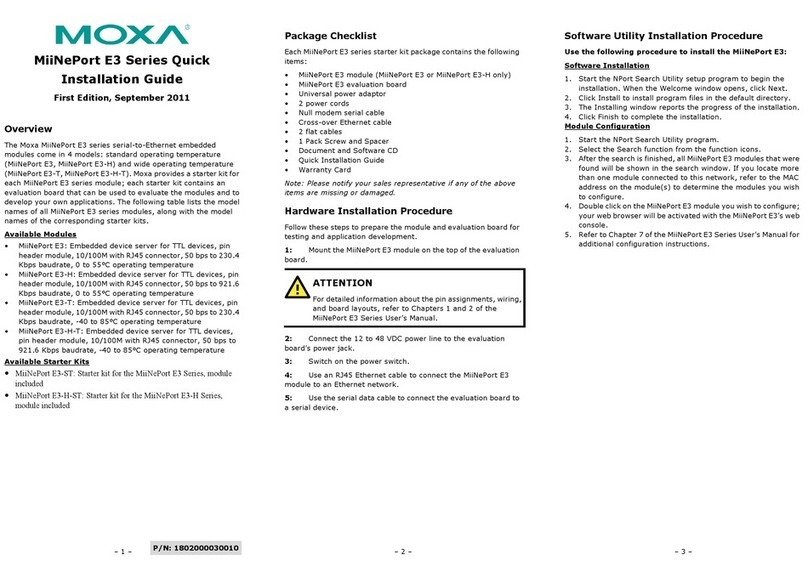Moxa Technologies MiiNePort E3 Series Quick installation guide Moxa Technologies MiiNePort E3 Series Quick installation guide