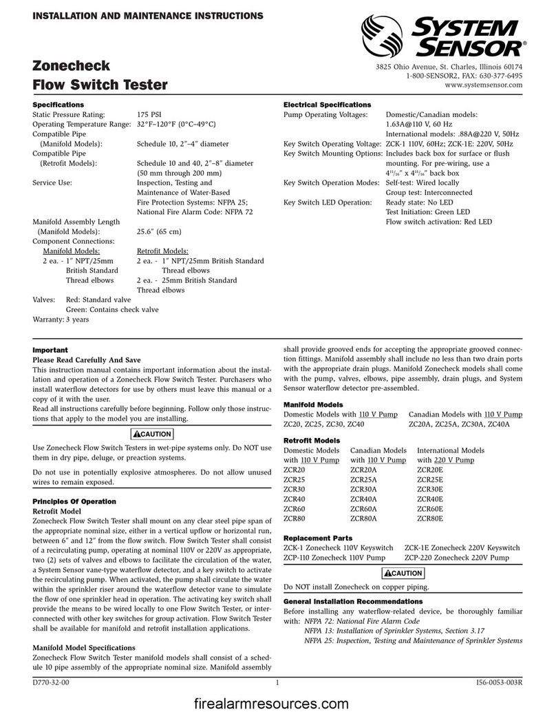 System Sensor Zonecheck User manual