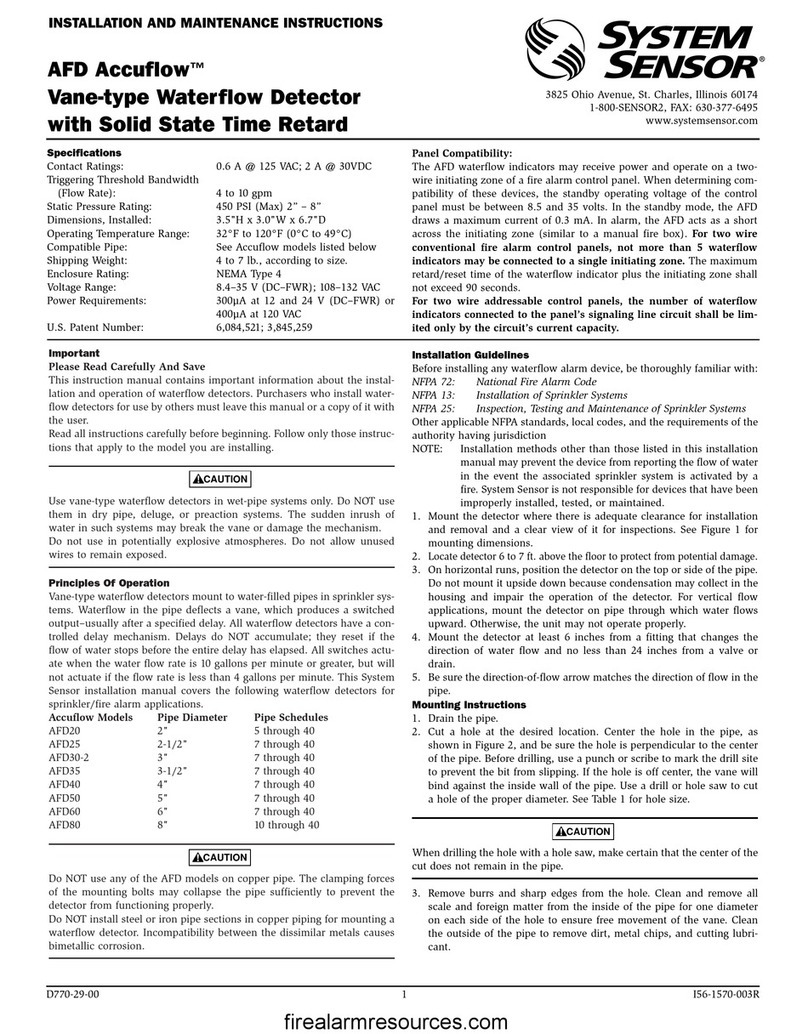 System Sensor AFD Accuflow Installation and maintenance instructions System Sensor AFD Accuflow Installation and maintenance instructions