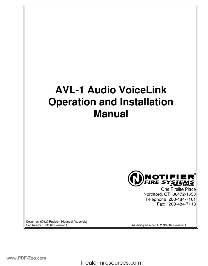 Notifier AVL-1 Specification sheet