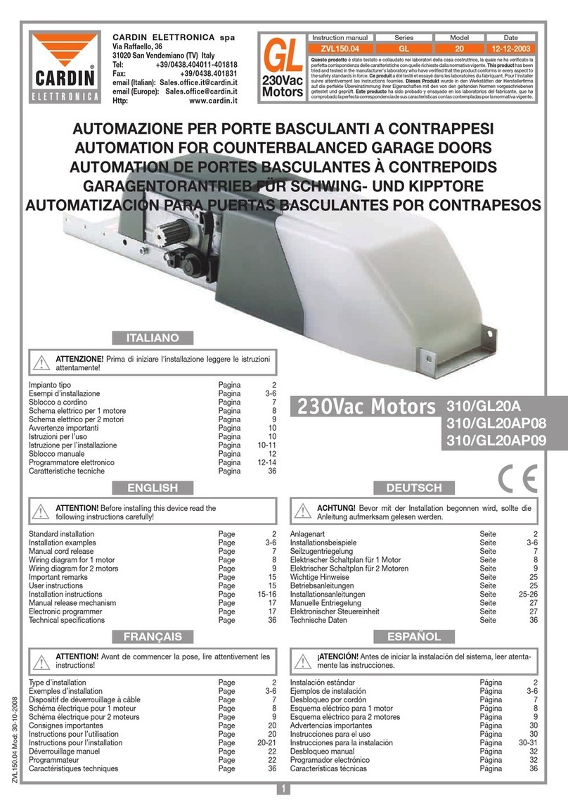 Cardin Elettronica GL Series instruction manual Cardin Elettronica GL Series instruction manual