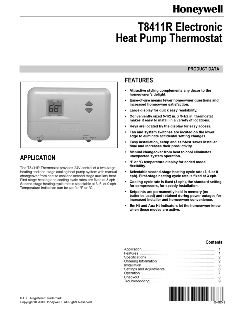 Honeywell HEAT PUMP THERMOSTAT T8411R User manual