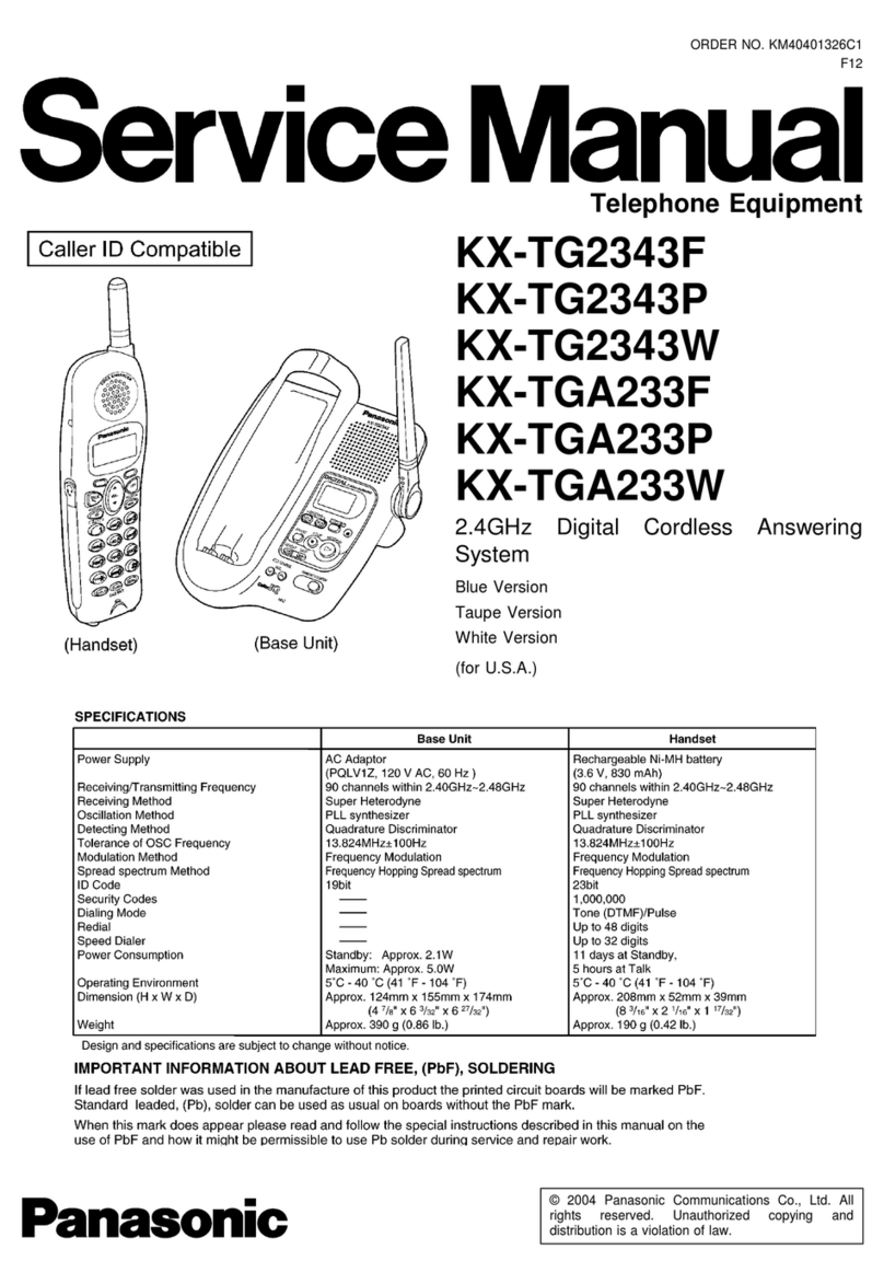 Panasonic KXTG2343F - 2.4 GHZ DIGITAL CDL Service manual