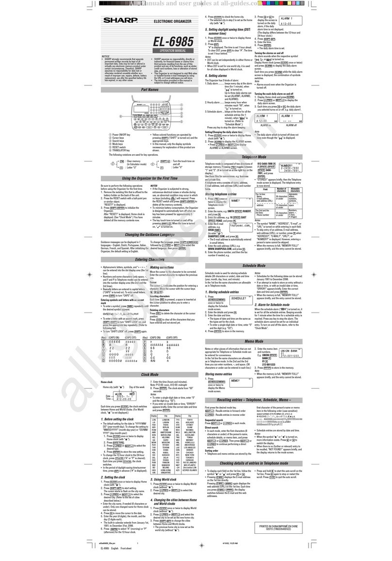 Sharp EL-6985 User manual