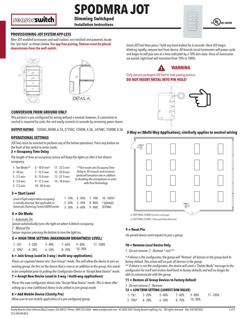 Sensor Switch SPODMRA JOT User manual
