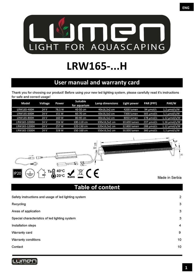 Lumen LRW165 Series User manual and warranty card