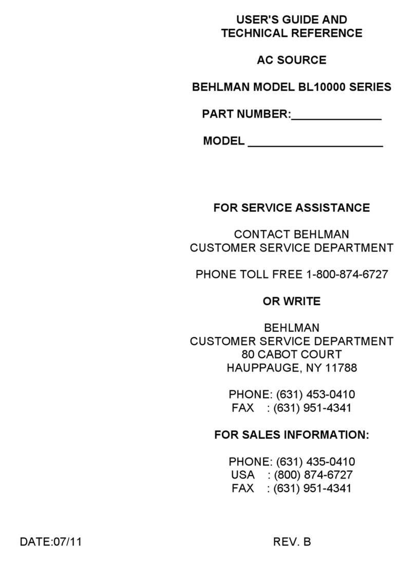 BEHLMAN BL10000 Series User's guide and technical reference manual