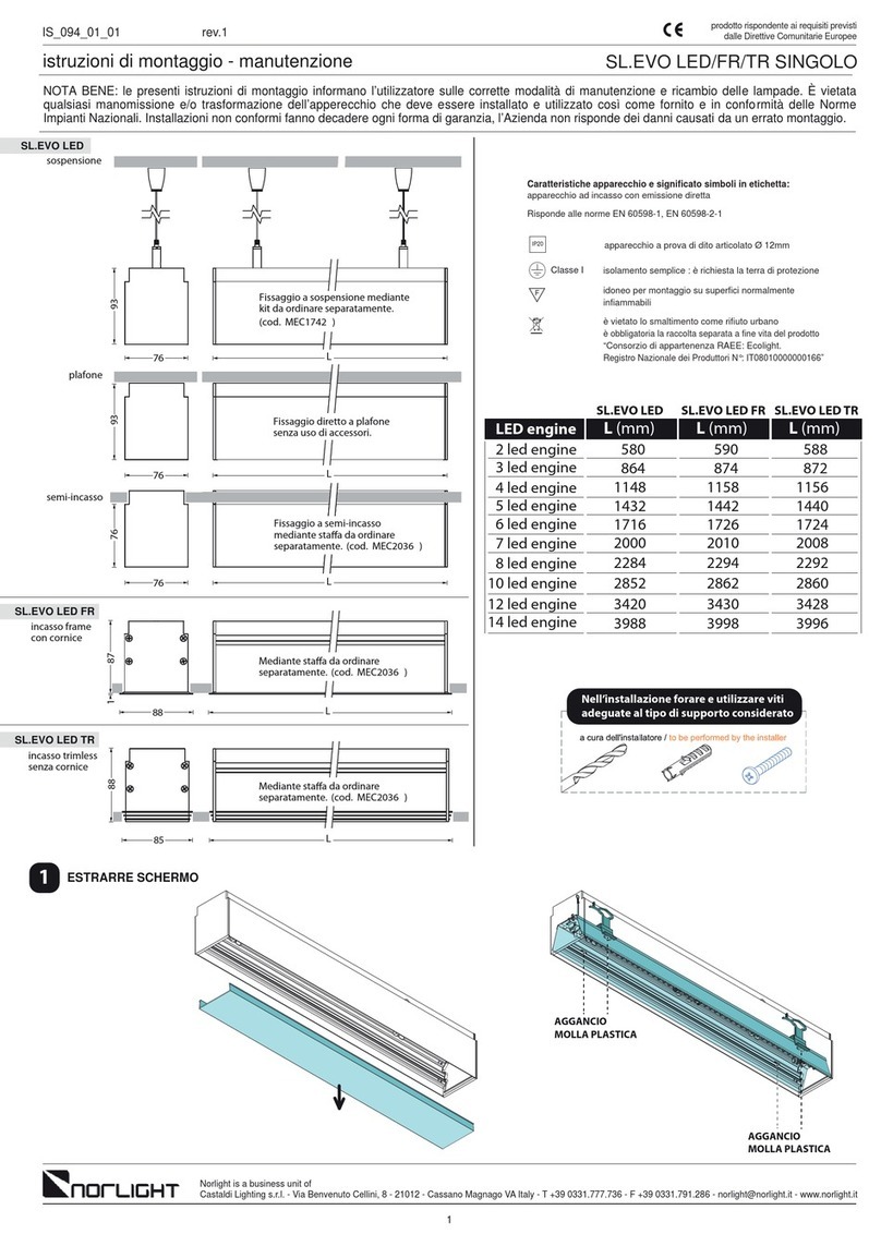 Castaldi Lighting Norlight SL.EVO LED Installation and maintenance sheet