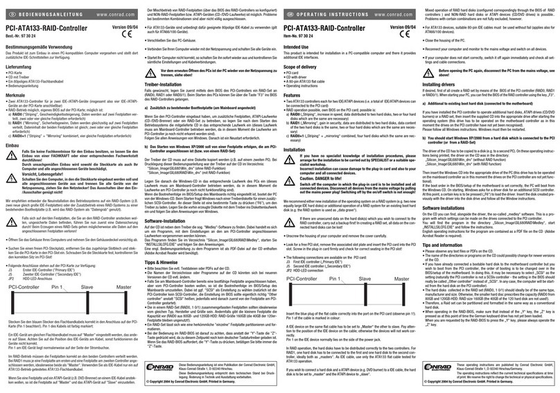 Conrad Electronic PCI-ATA133 operating instructions