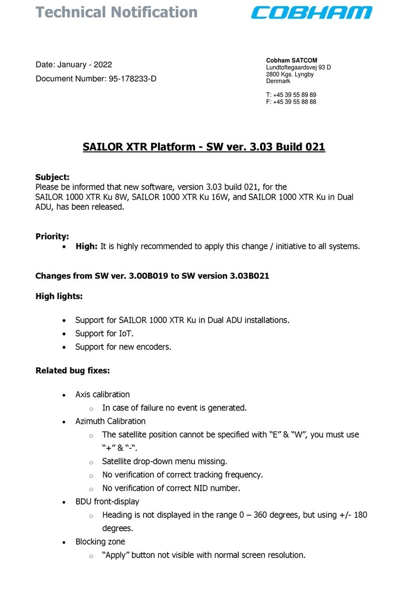 COBHAM SAILOR XTR Platform - SW ver. 3.03 Build 021 quick start guide