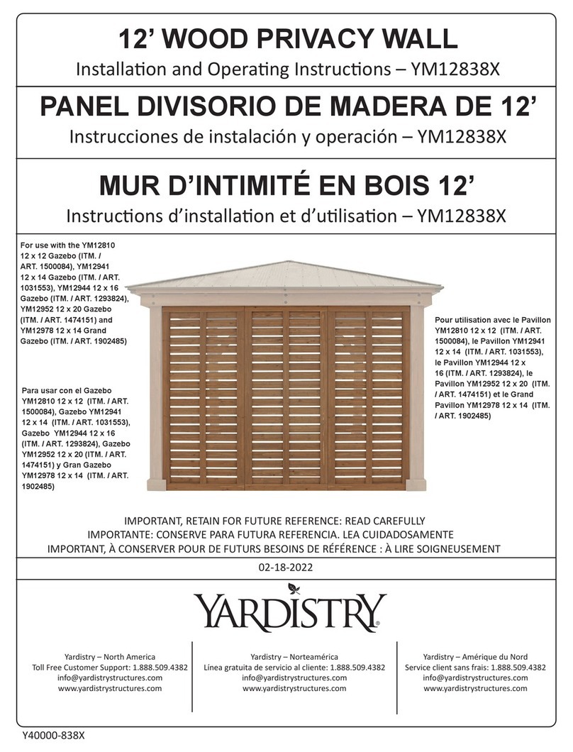 Yardistry YM12838X Installation and operating instructions